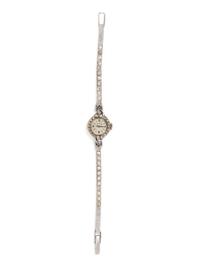 ELGIN, 14K WHITE GOLD AND DIAMOND WRISTWATCH