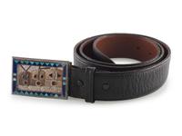 Tufa Cast Silver Belt Buckle, with Mosaic Inlay