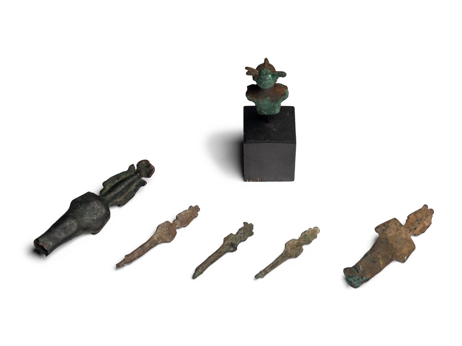 Six Egyptian Bronze Osiris Figures