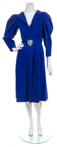 A Jean Muir Royal Blue Suede Coat,