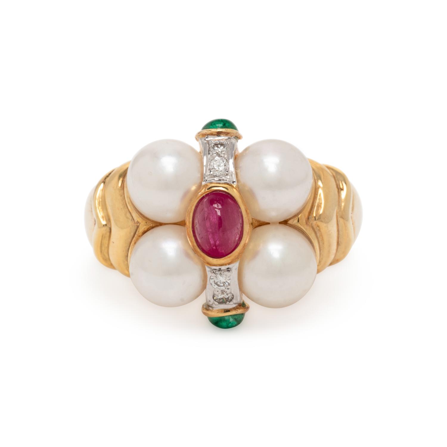 YELLOW GOLD AND MULTIGEM RING