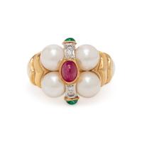 YELLOW GOLD AND MULTIGEM RING
