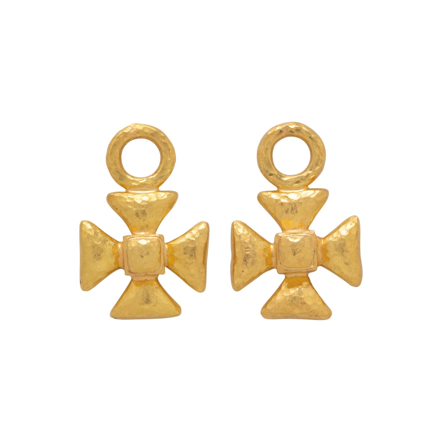 ELIZABETH LOCKE, PAIR OF YELLOW GOLD MALTESE CROSS PENDANTS