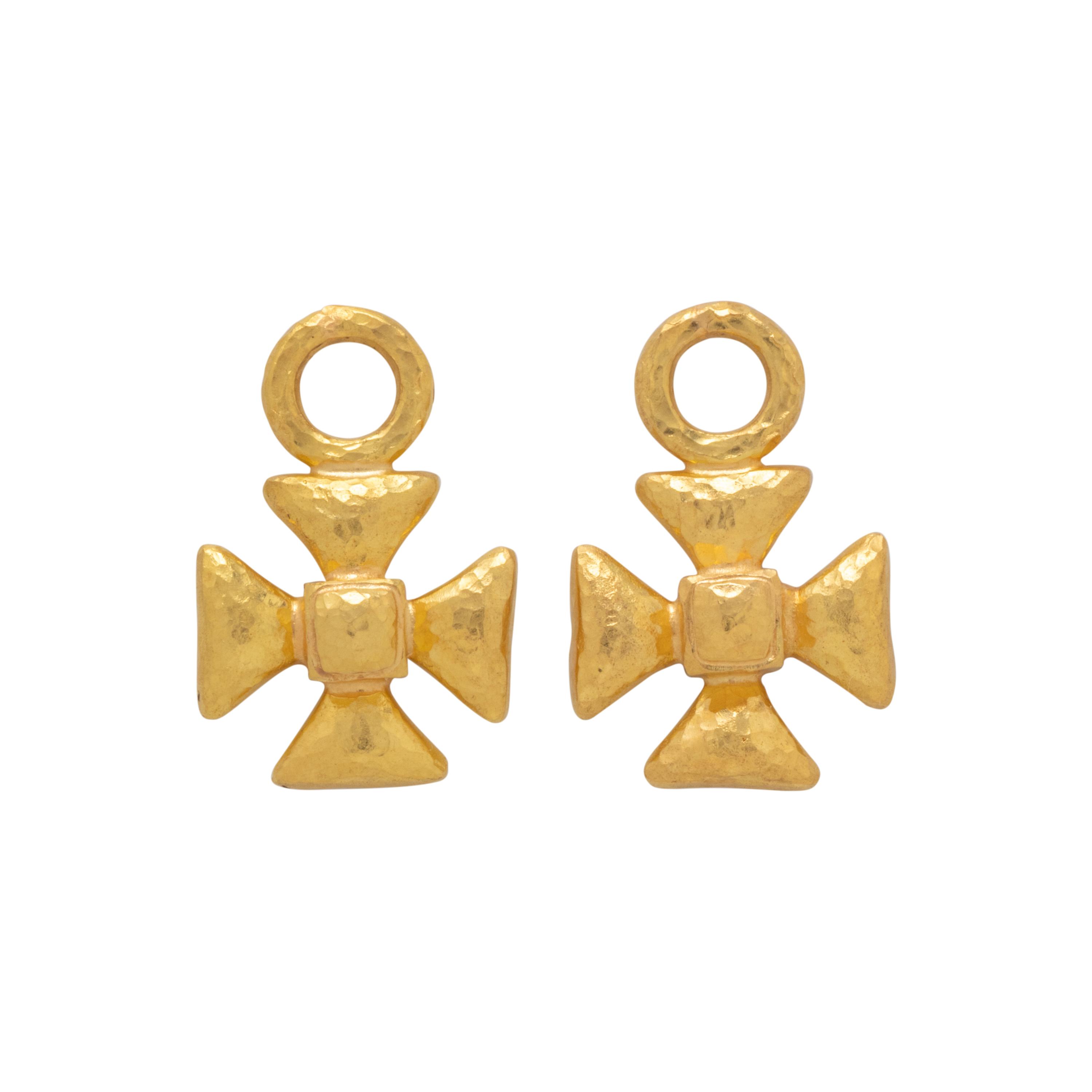 ELIZABETH LOCKE, PAIR OF YELLOW GOLD MALTESE CROSS PENDANTS