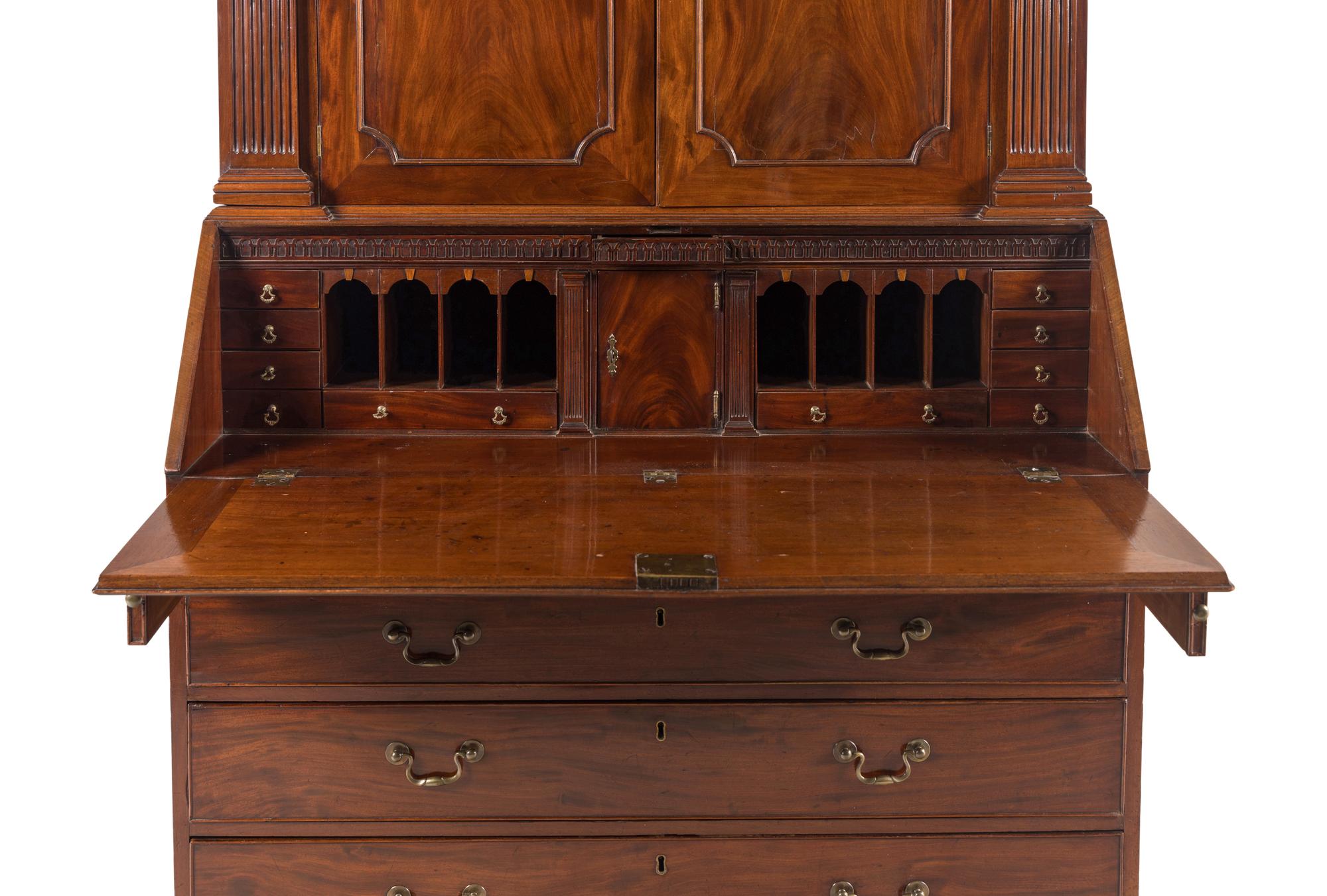 A George III Mahogany Bureau Cabinet