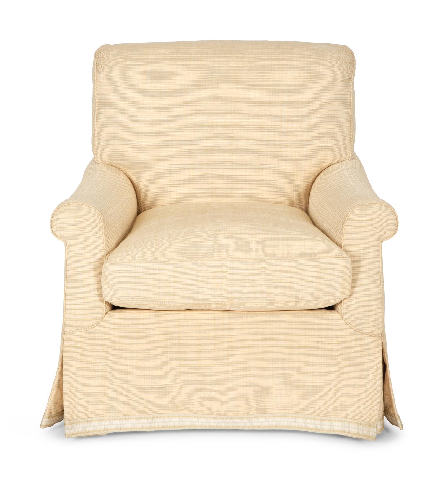 A Contemporary Upholstered Club Chair with Ribbed Upholstery