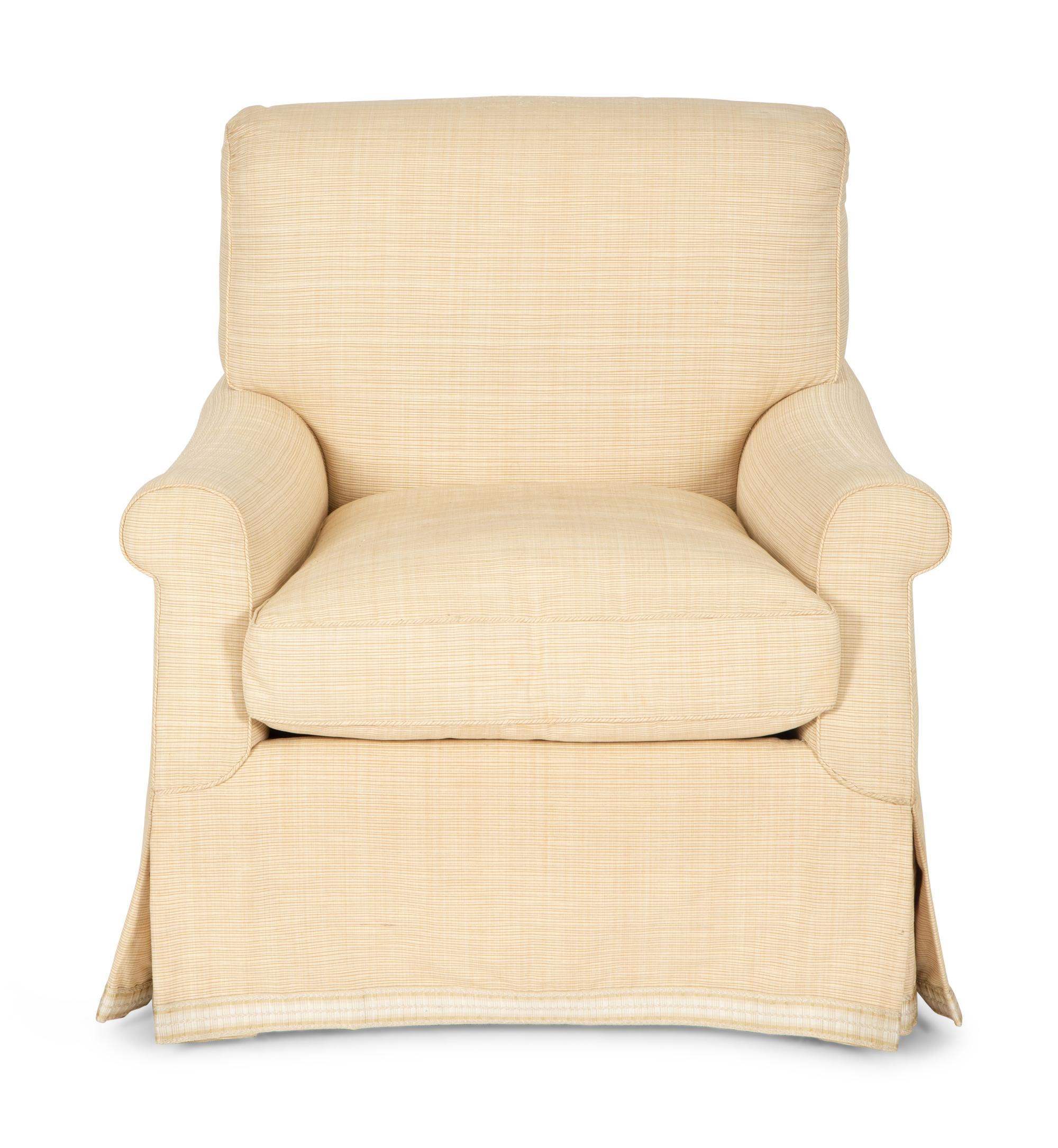 A Contemporary Upholstered Club Chair with Ribbed Upholstery