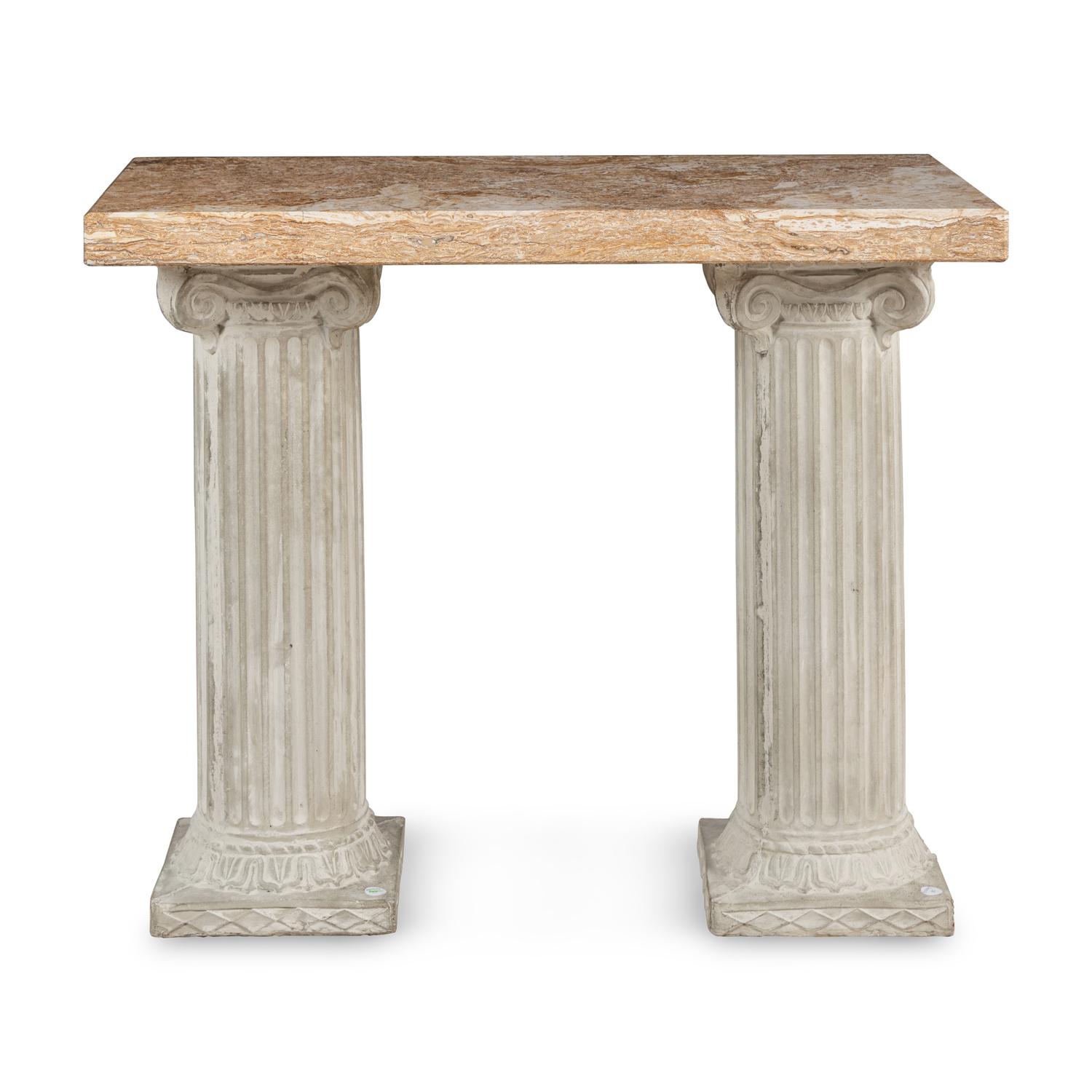 An Italian Style Marble-Top and Plaster Column Console Table