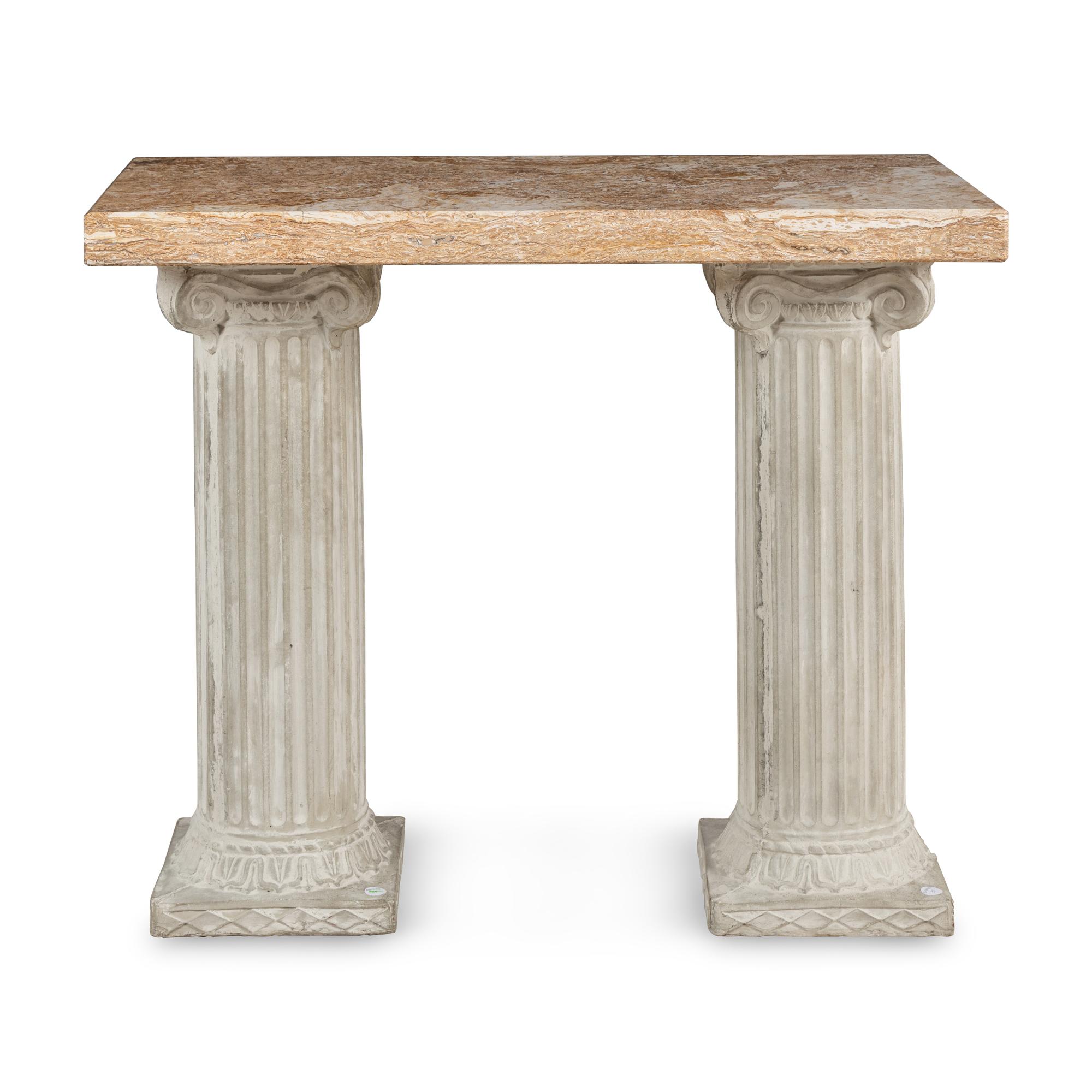 An Italian Style Marble-Top and Plaster Column Console Table