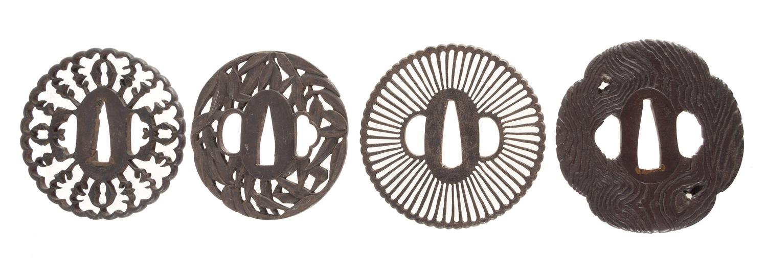 Four Cast Iron Tsubas Height of largest 3 1/4 inches. — 18TH-19TH CENTURY