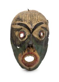 A Kwakwaka'wakw Painted Carved Wood Mask Height 10 1/4 x width 7 1/4 x depth 3 1/4 inches. — EARLY 20TH CENTURY