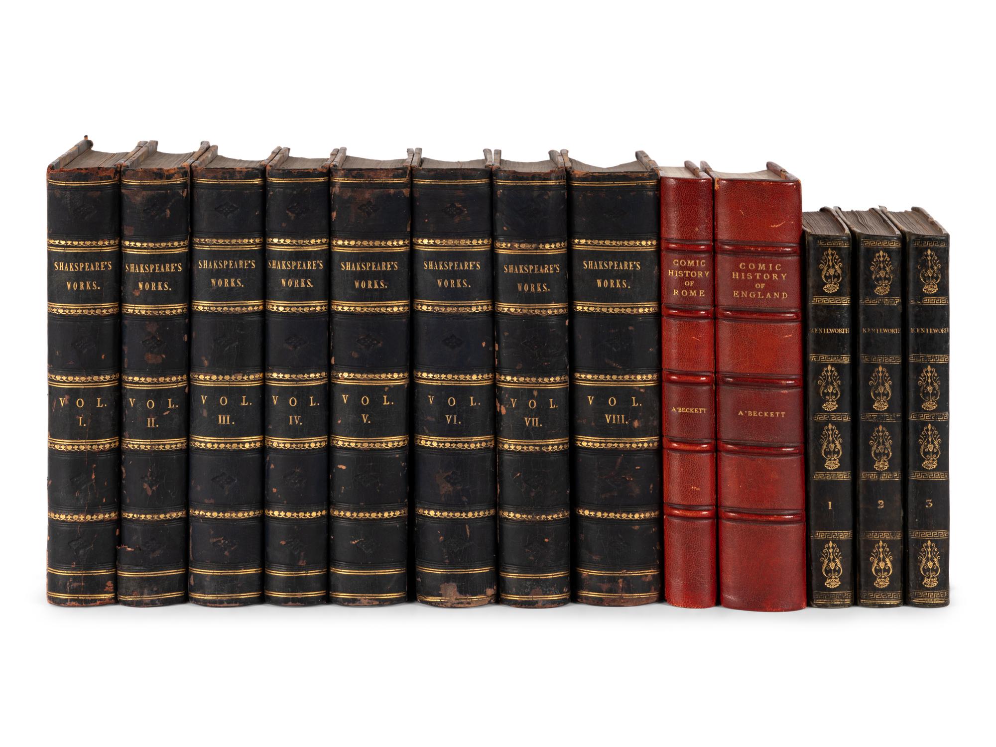 [FINE BINDINGS]. A group of 13 volumes in fine full or half leather bindings, including works relating to British or Scottish literature or history.