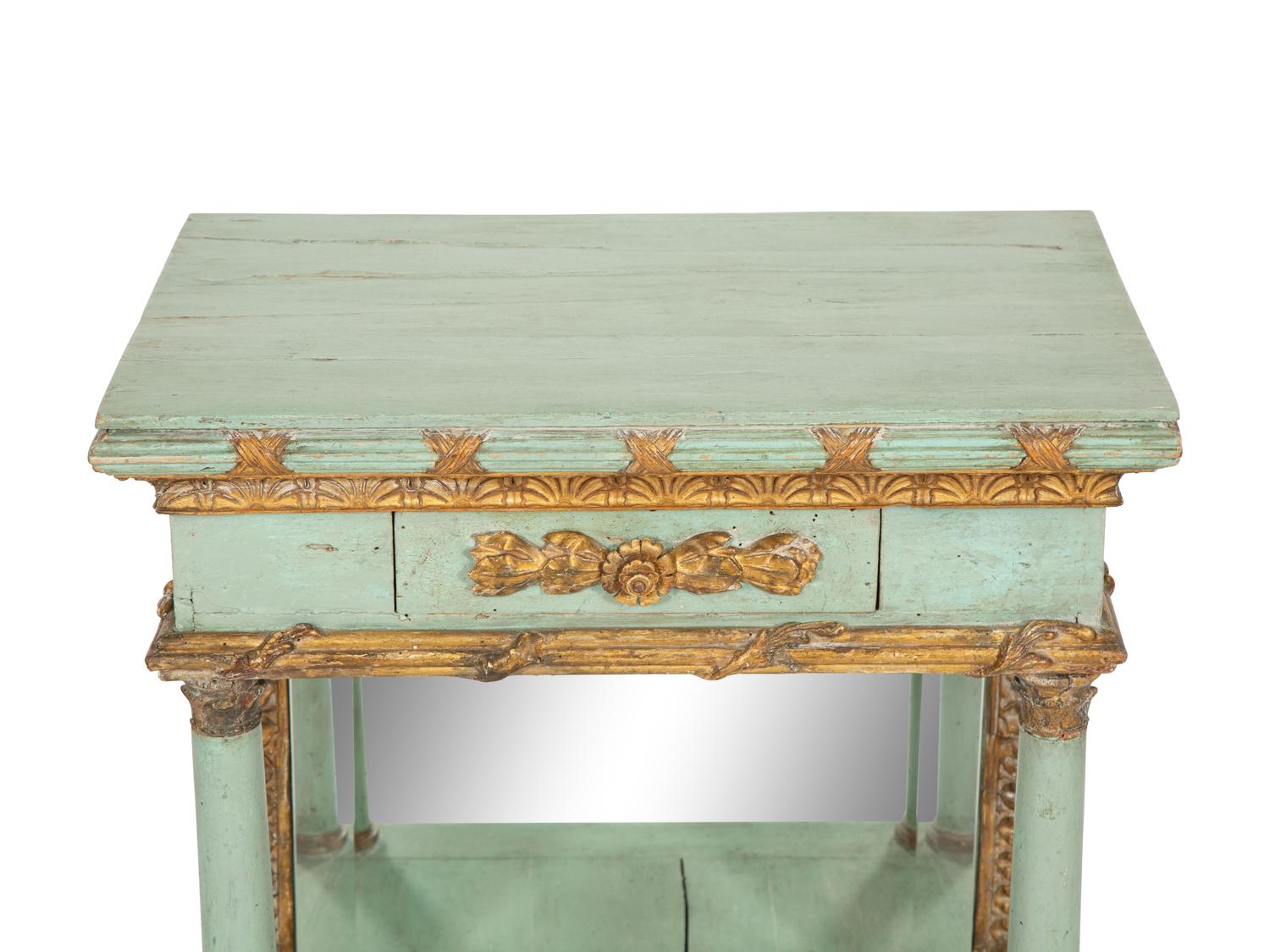 A Swedish Painted and Parcel Gilt Side Table