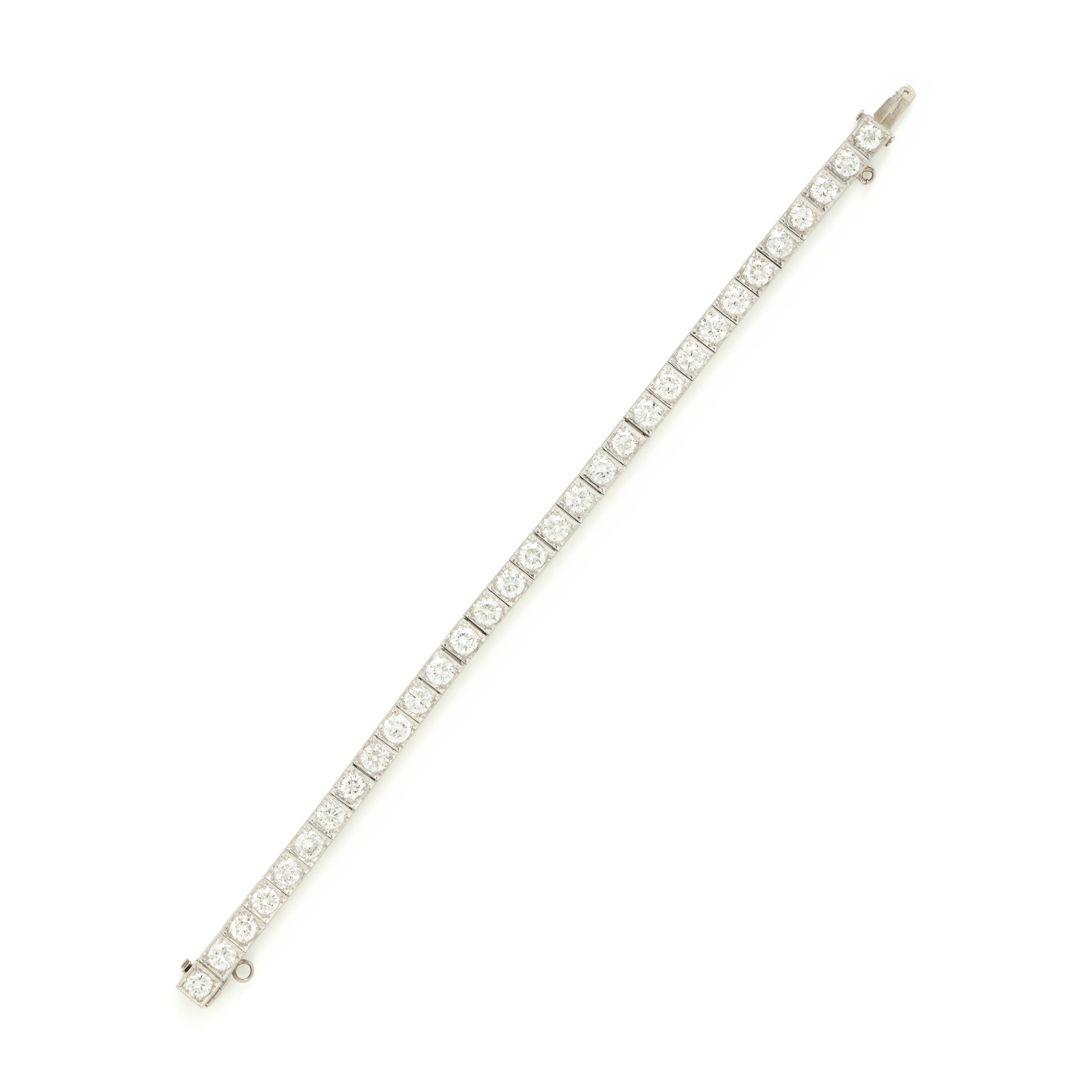 Diamond and Platinum Line Bracelet