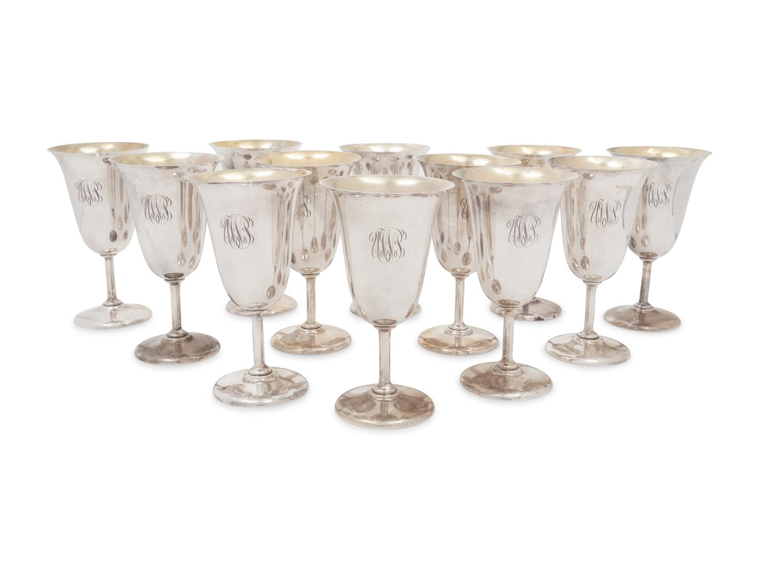 Twelve American Silver Goblets