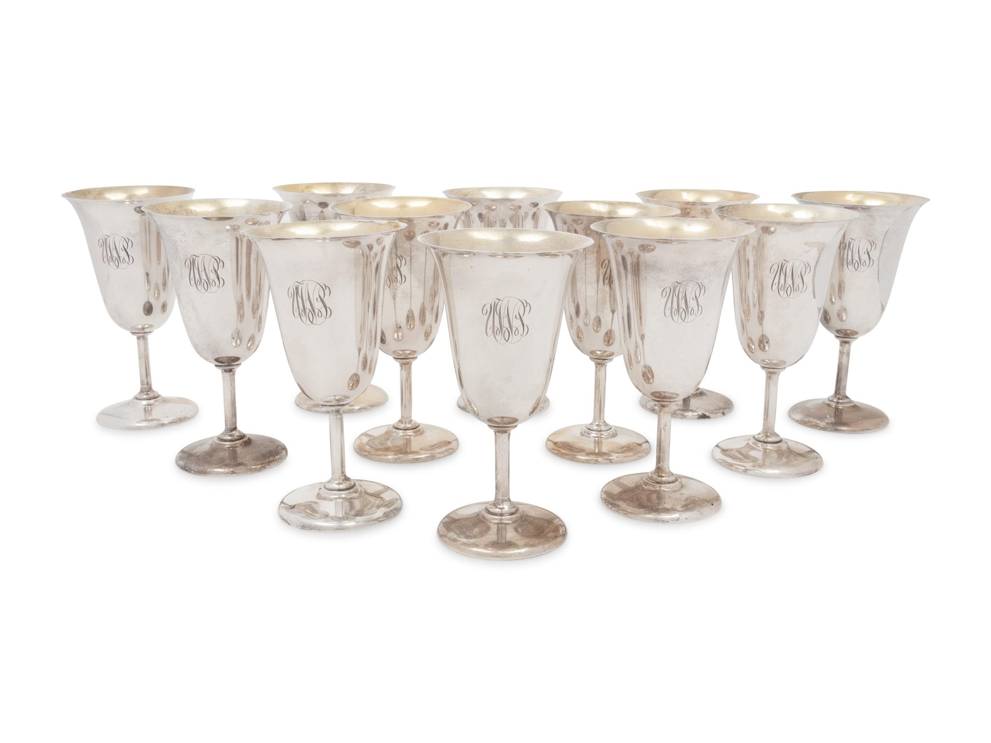 Twelve American Silver Goblets