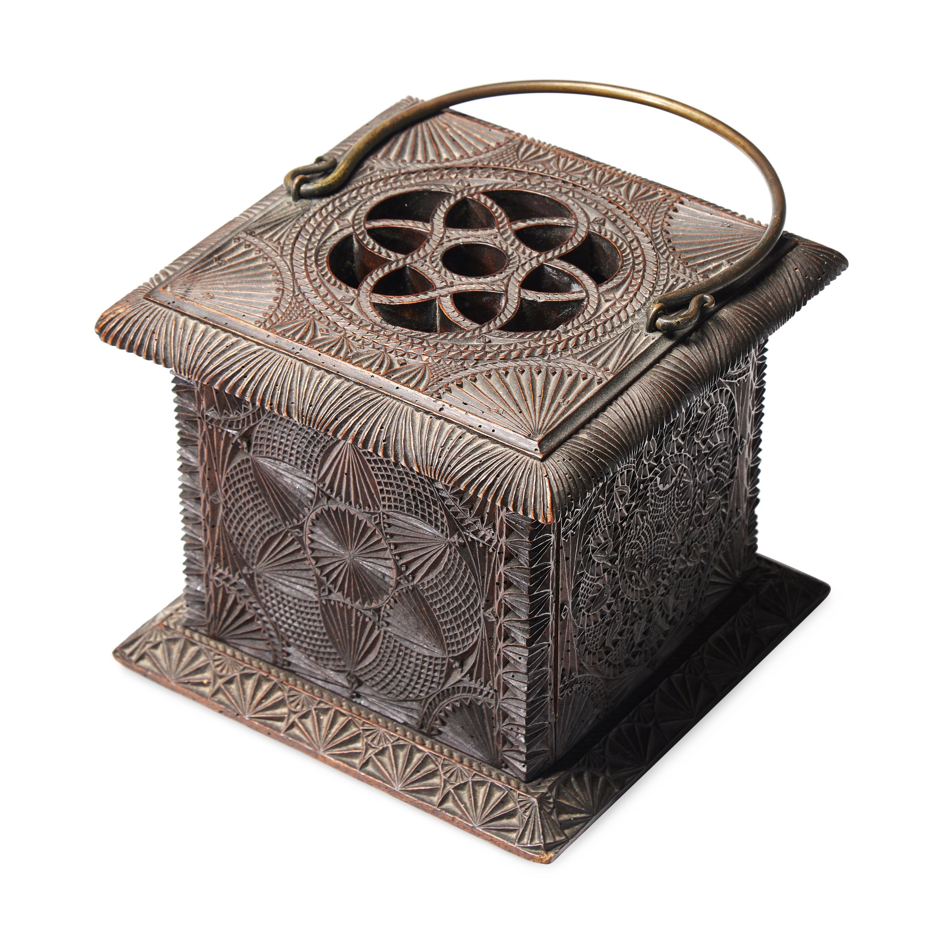 A Fine Dutch Chip-Carved Foot Warmer