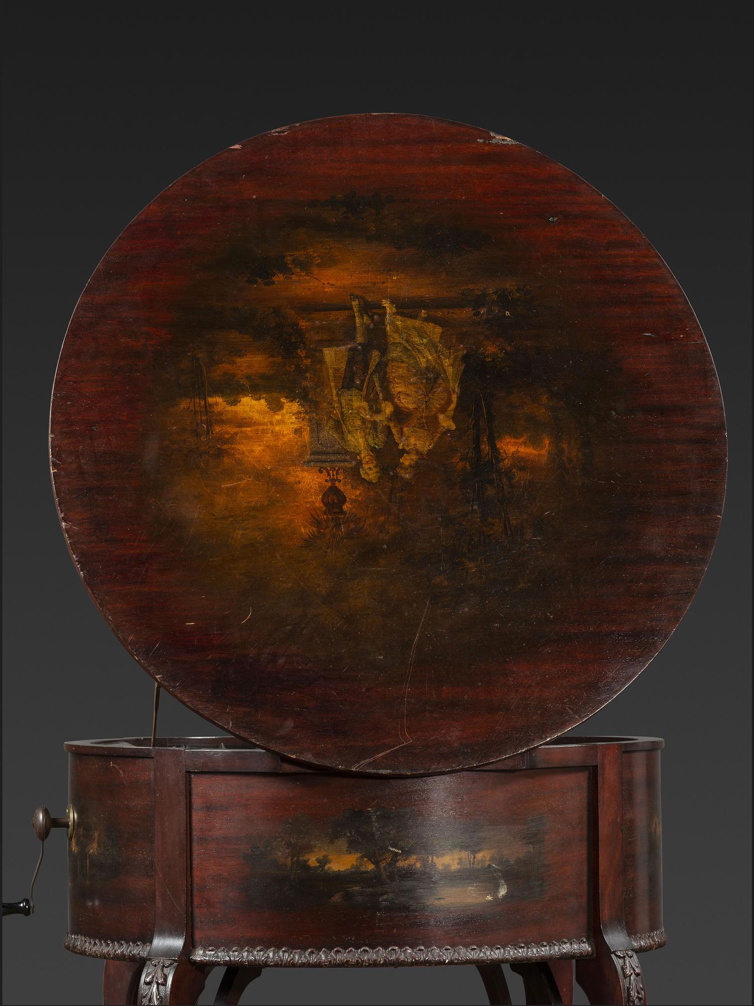A Regina 'Rookwood ' Paint Decorated 20 Inch Drum Music Box
