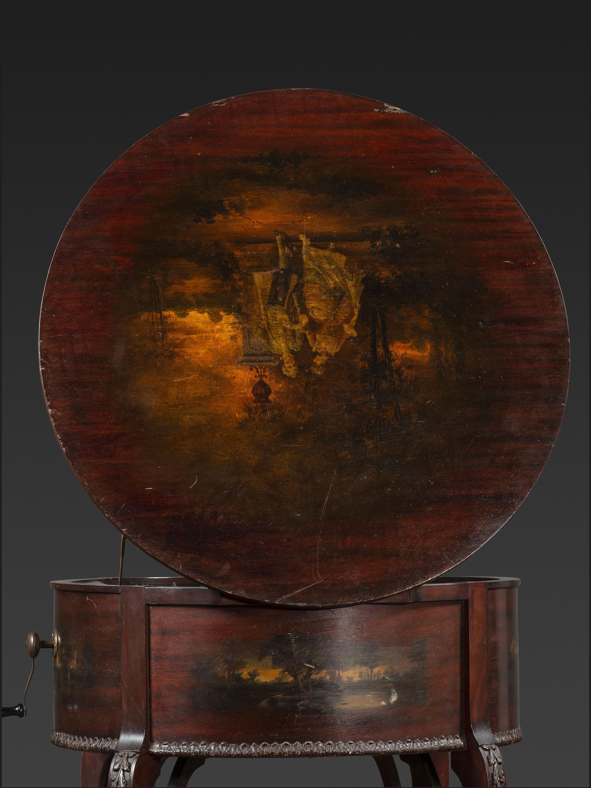 A Regina 'Rookwood ' Paint Decorated 20 Inch Drum Music Box
