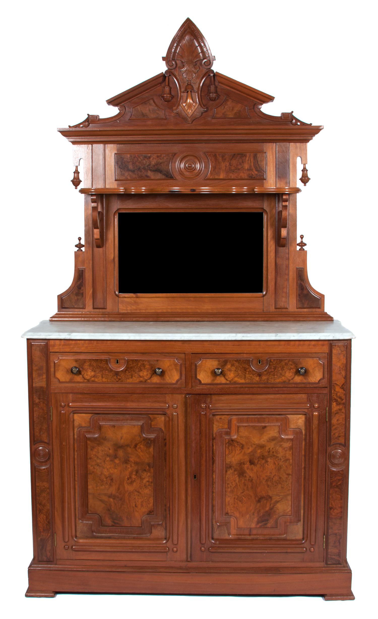 A Victorian Marble Top Server Height 90 x width 48 x depth 19 inches. — SECOND HALF 19TH CENTURY
