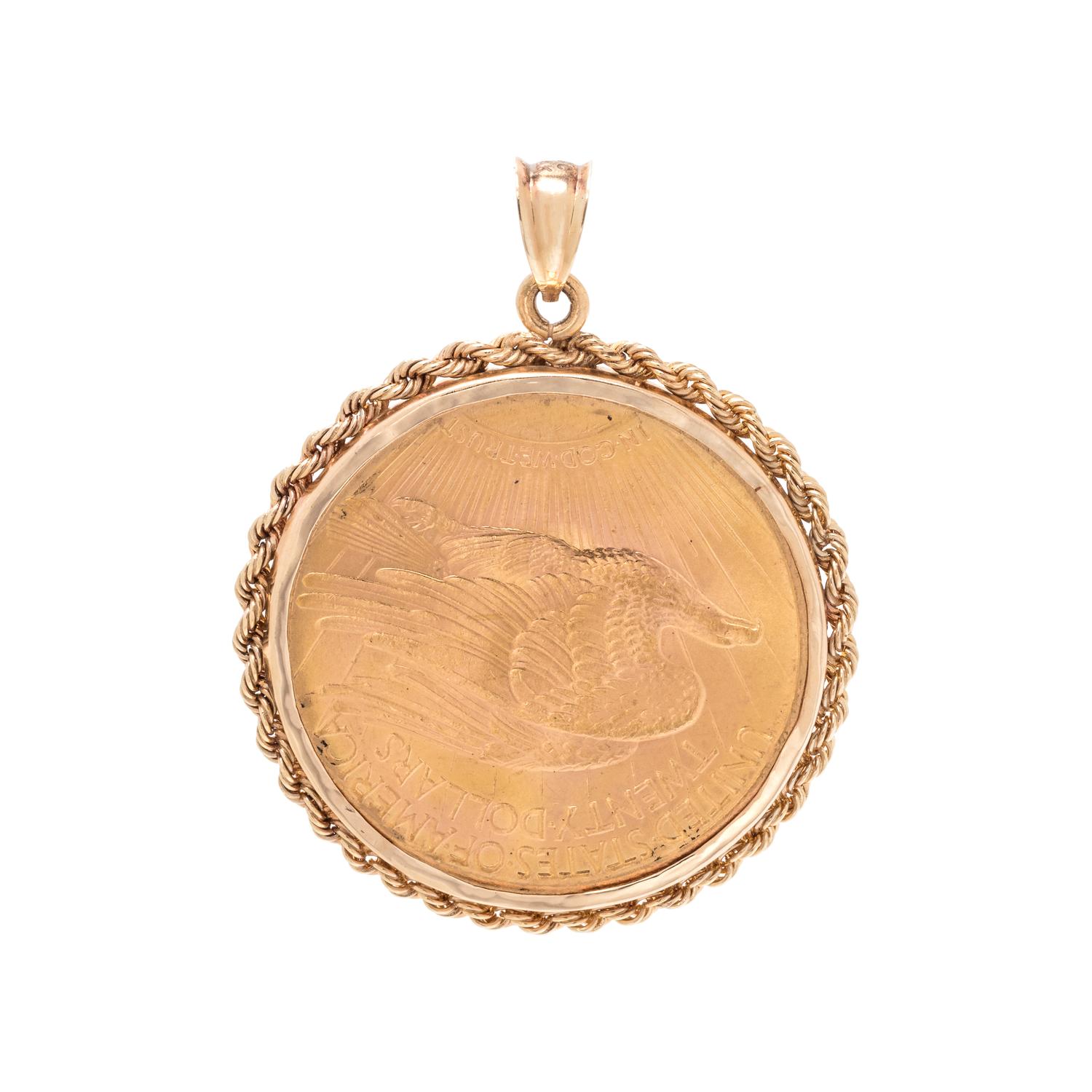 YELLOW GOLD AND COIN PENDANT