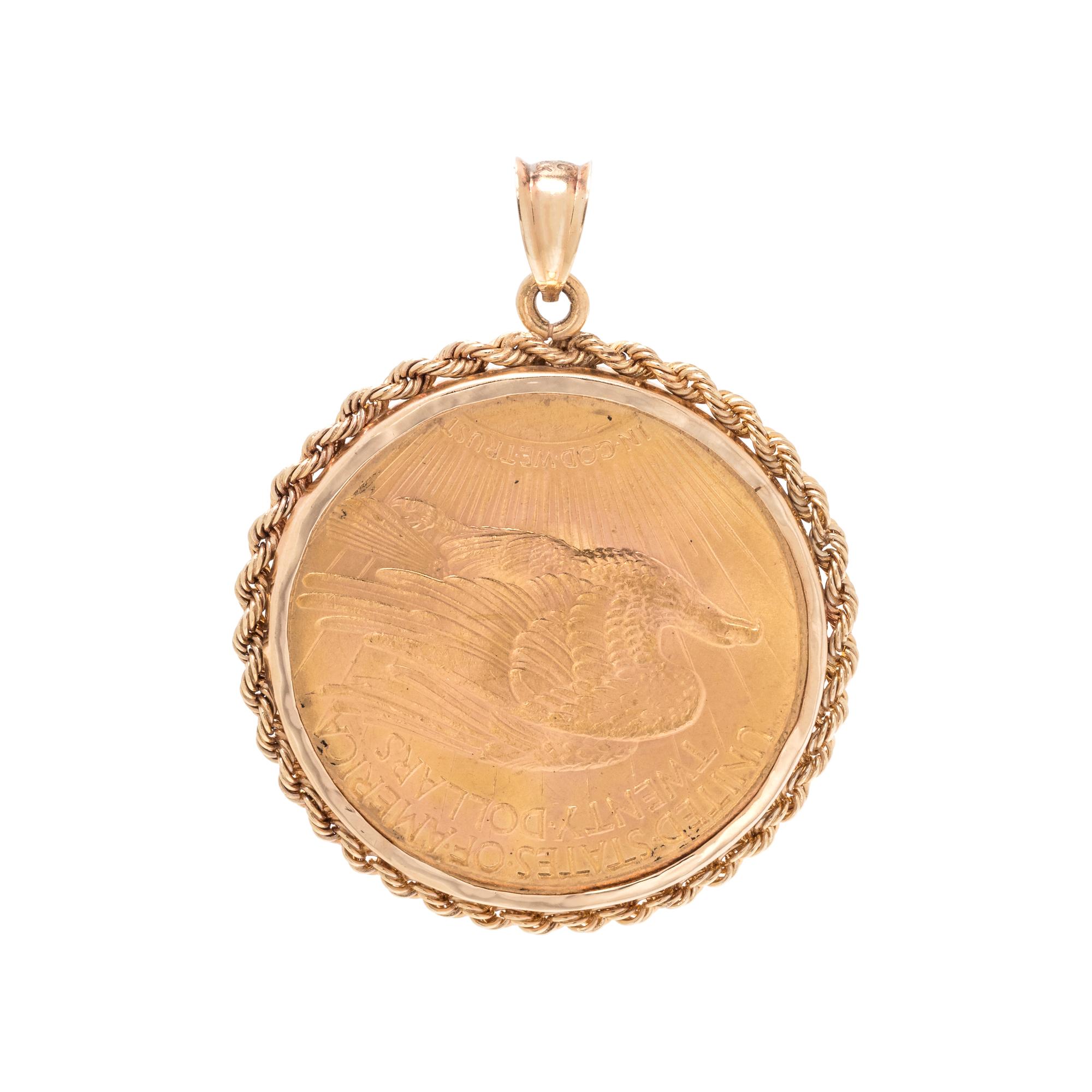 YELLOW GOLD AND COIN PENDANT