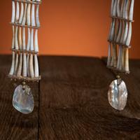 Northern Plains Dentalium Shell Earrings, with Abalone Drop