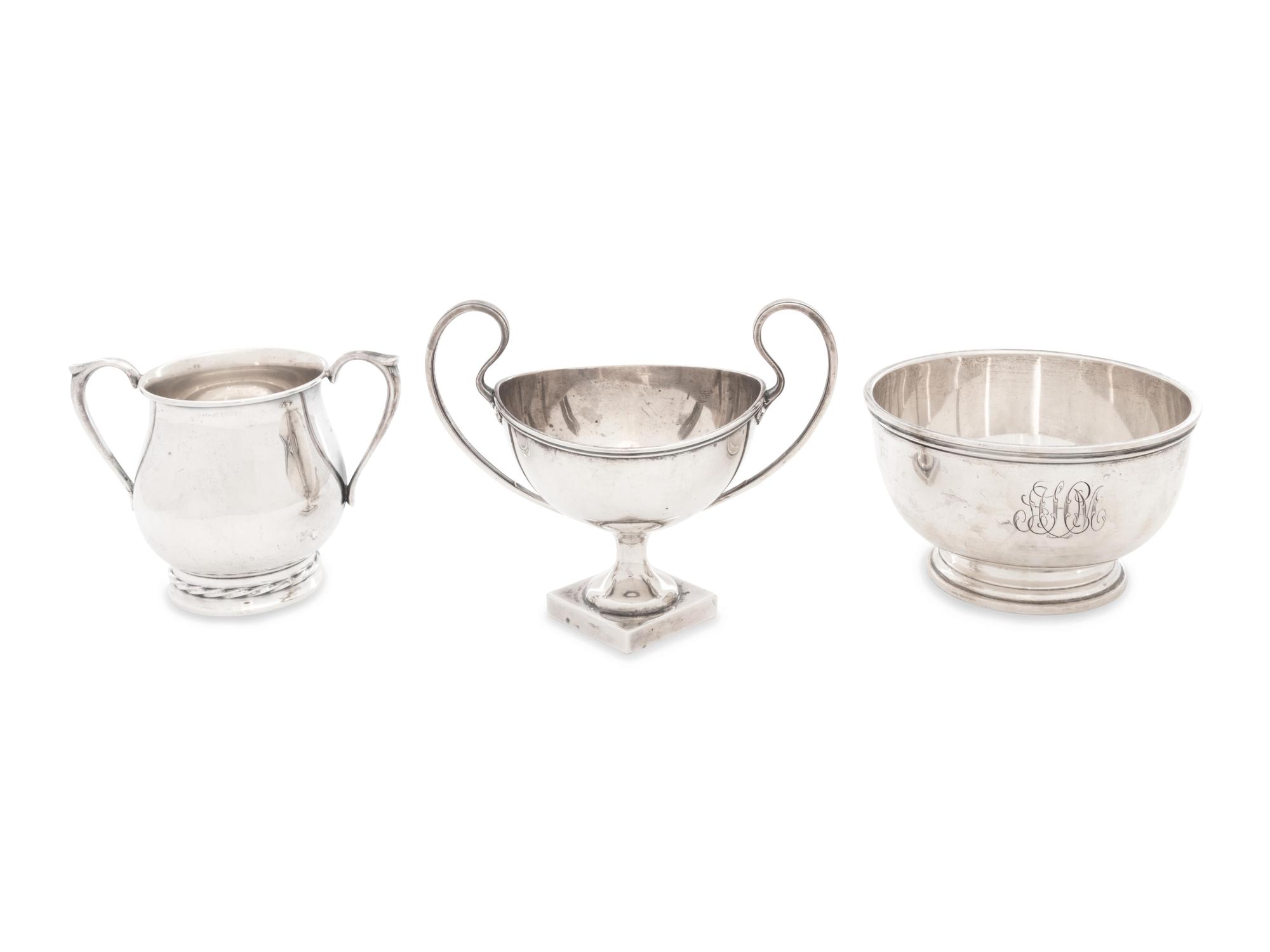 A Group of Three American Silver Sugar Bowls