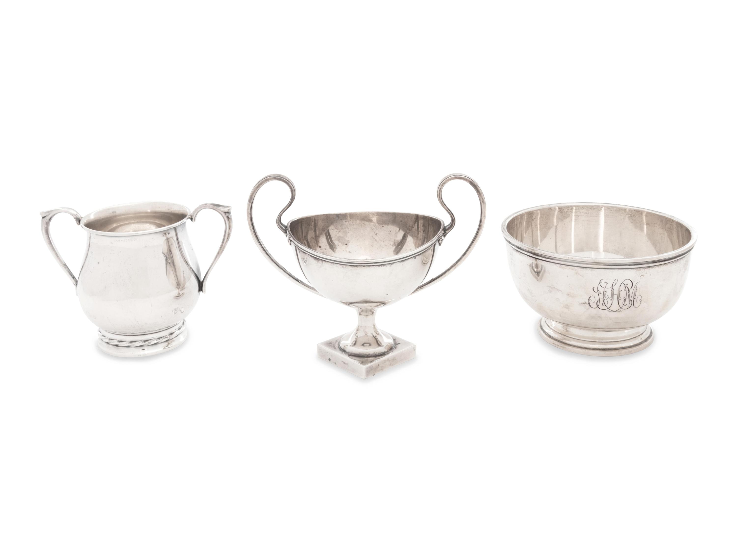 A Group of Three American Silver Sugar Bowls