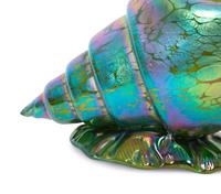 A Loetz Papillon Iridescent Art Glass Conch-Form Vase