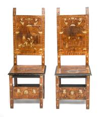A Pair of Continental Baroque Style Side Chairs, Height 23 1/4 inches.