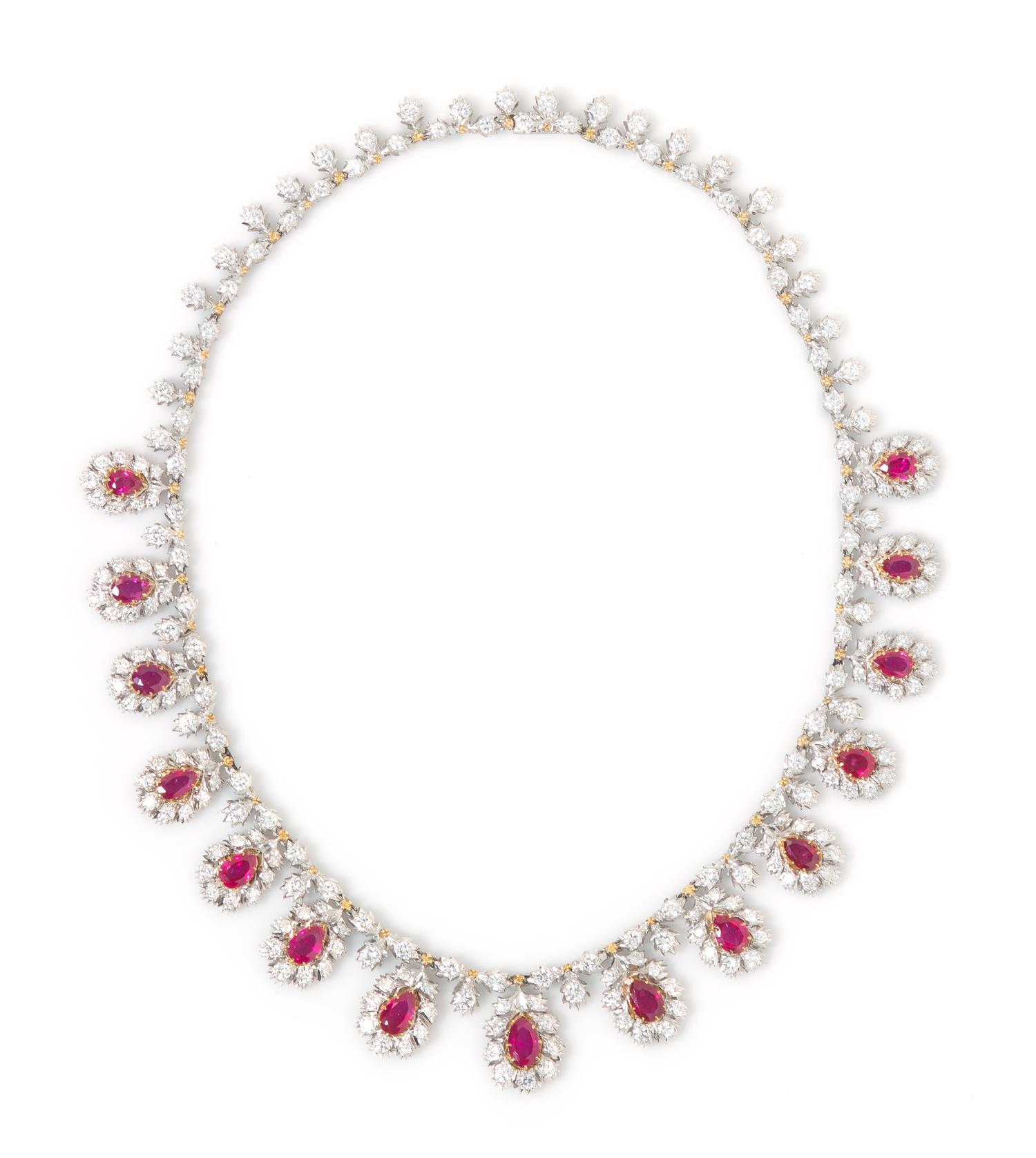 An 18 Karat Gold, Ruby and Diamond Necklace, Buccellati, 30.70 dwts.