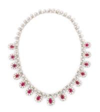 An 18 Karat Gold, Ruby and Diamond Necklace, Buccellati, 30.70 dwts.