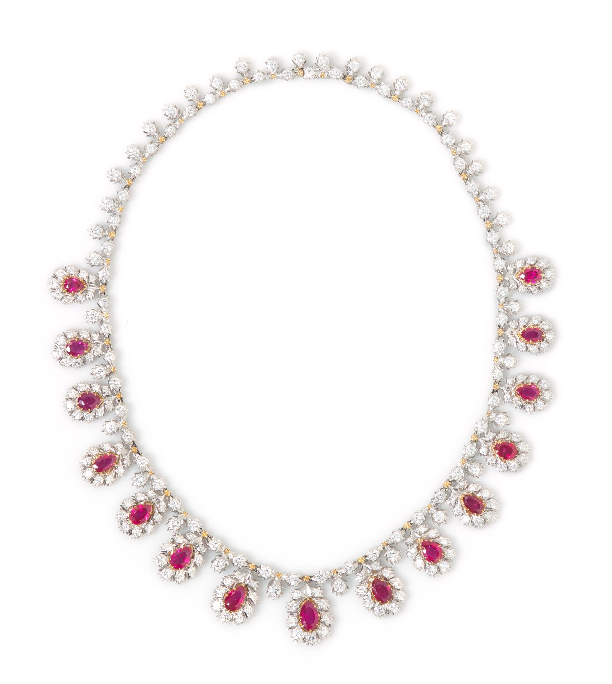 An 18 Karat Gold, Ruby and Diamond Necklace, Buccellati, 30.70 dwts.