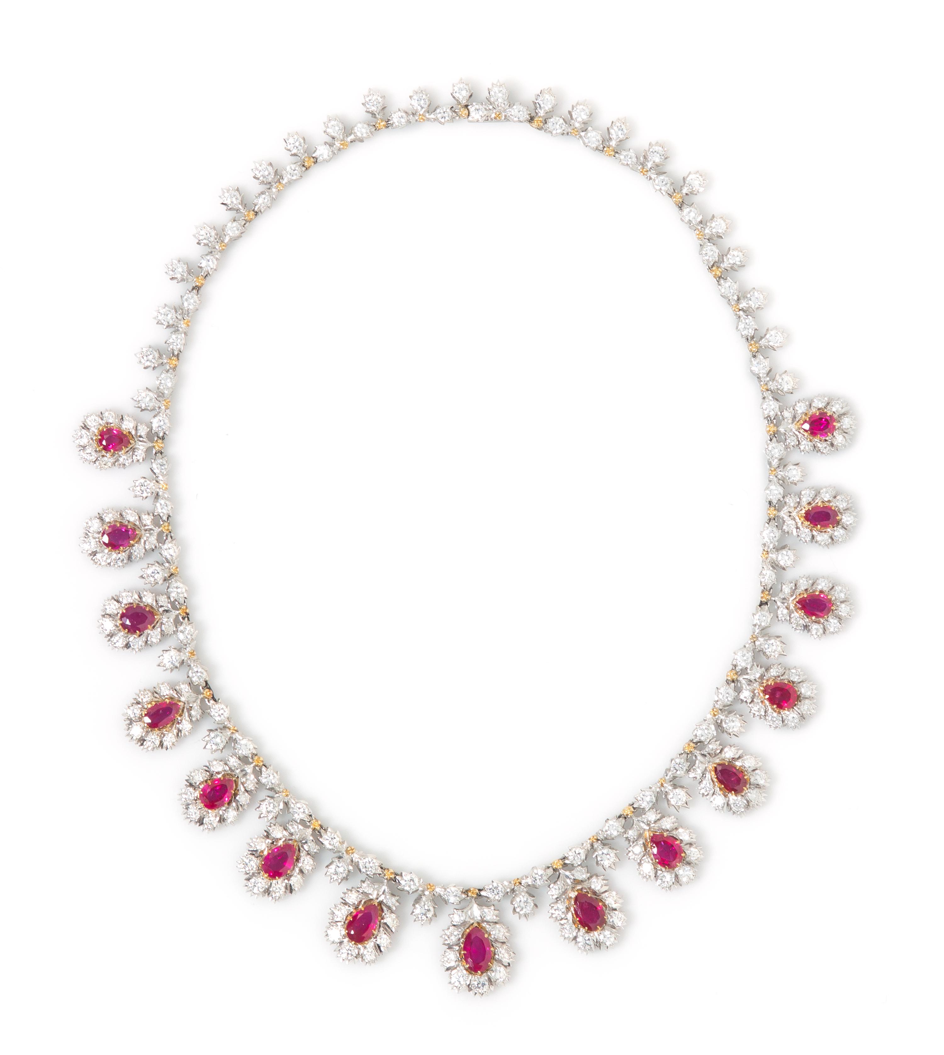 An 18 Karat Gold, Ruby and Diamond Necklace, Buccellati, 30.70 dwts.