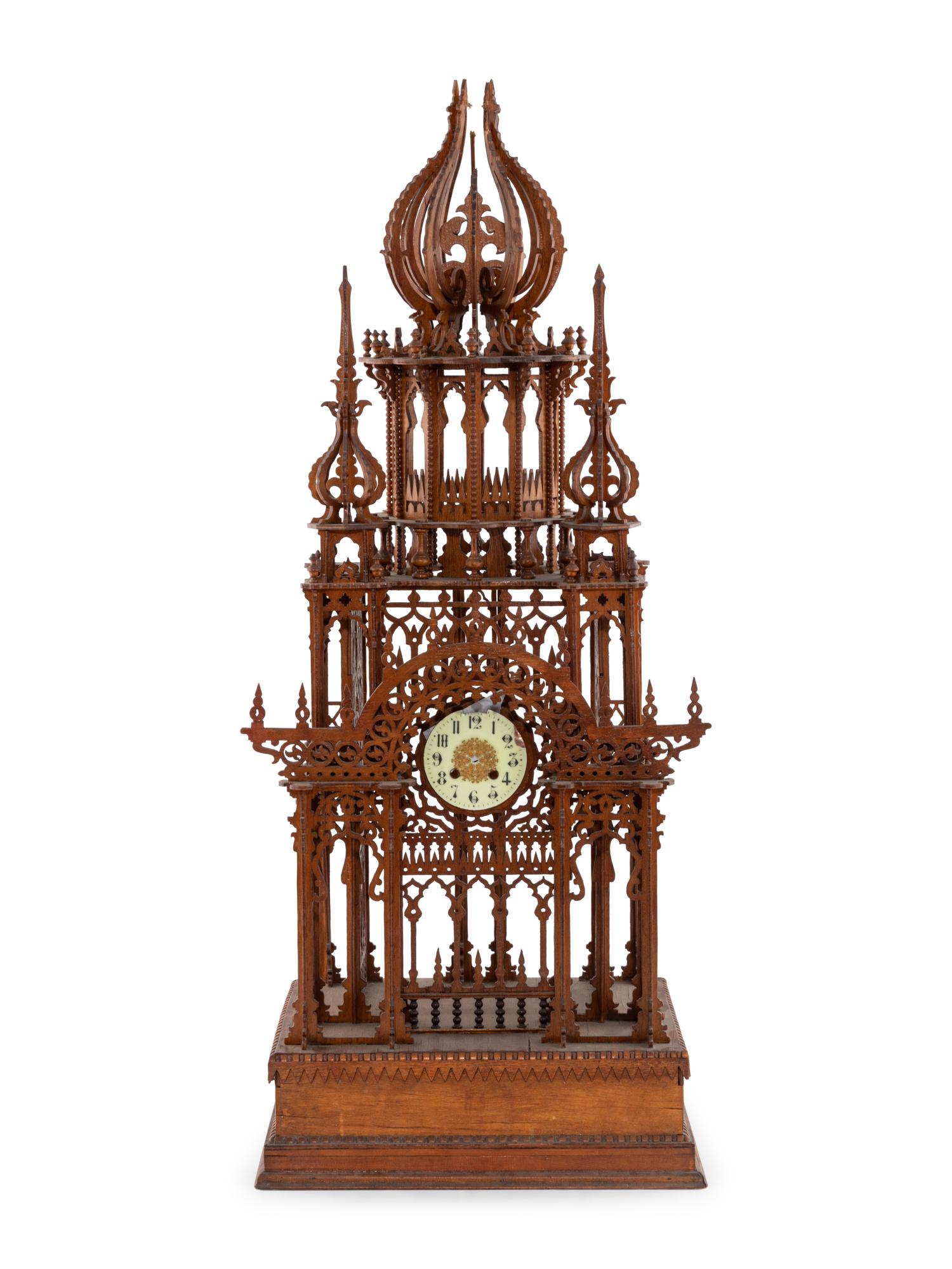 A Tramp Art Architectural Clock