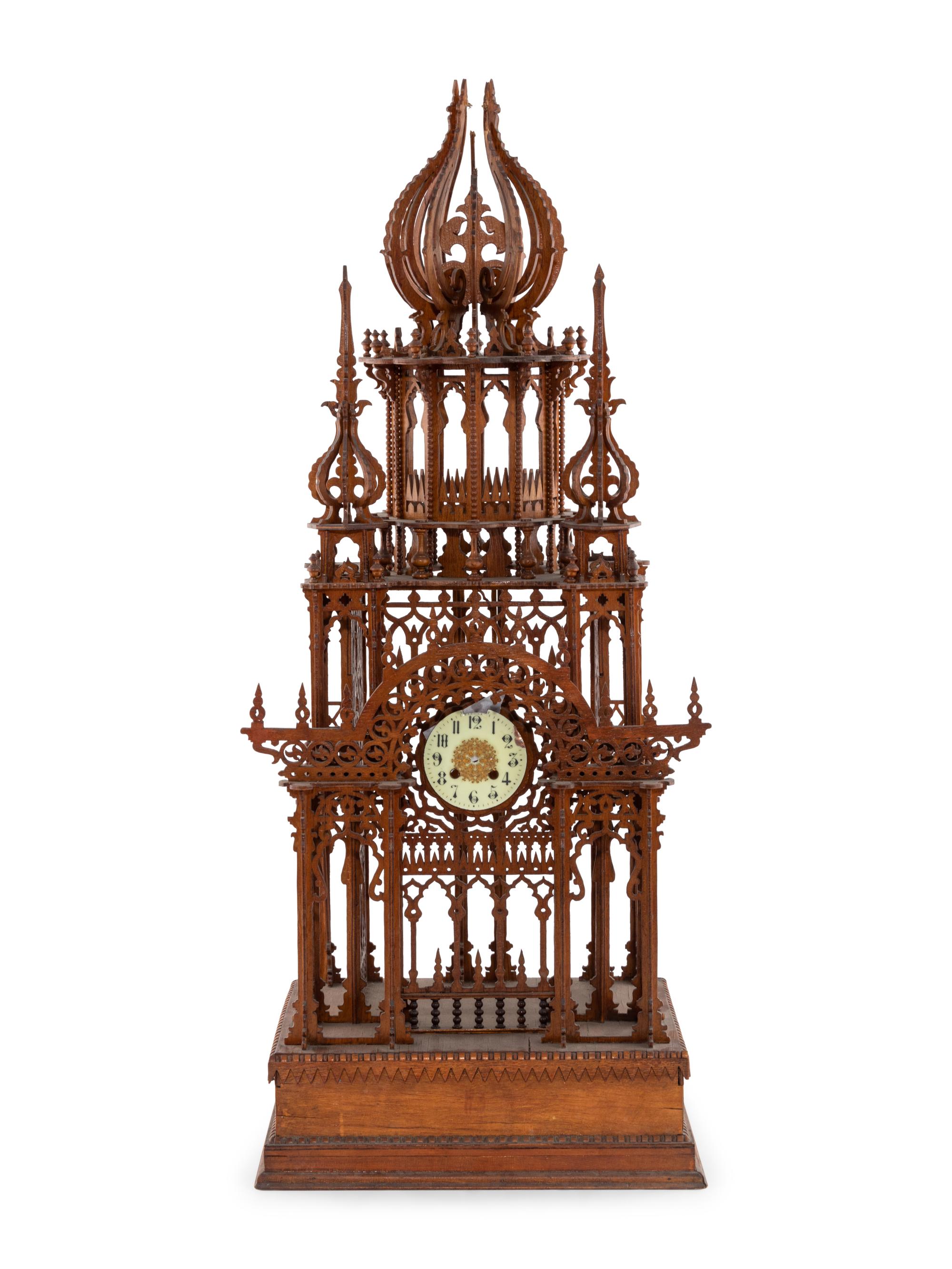 A Tramp Art Architectural Clock