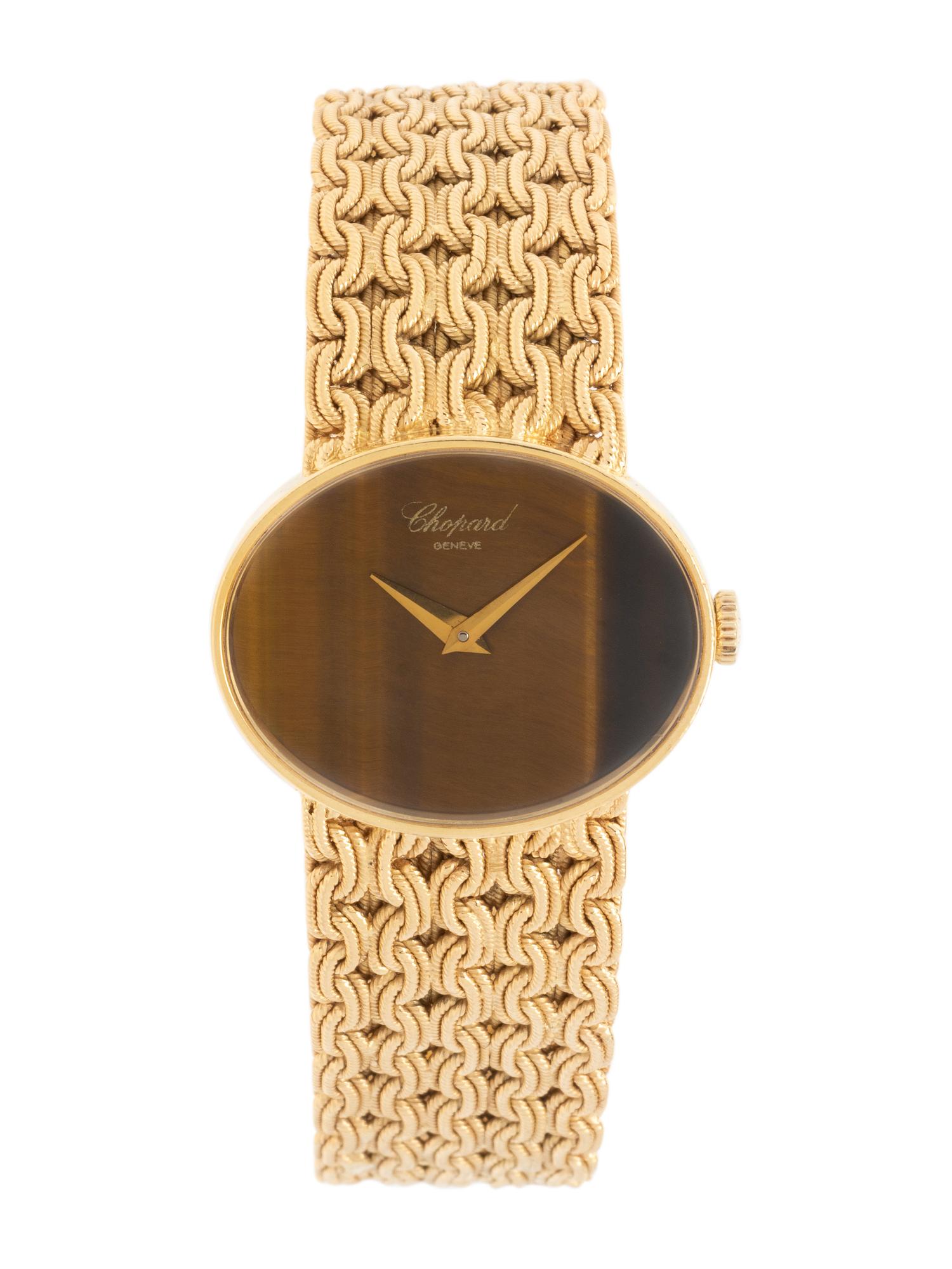 CHOPARD, 18K YELLOW GOLD AND TIGER'S EYE WATCH