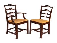 Six George III Style Mahogany Ladder-Back Dining Chairs