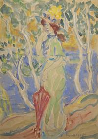 Lady with a Red Parasol , c. 1910-1913