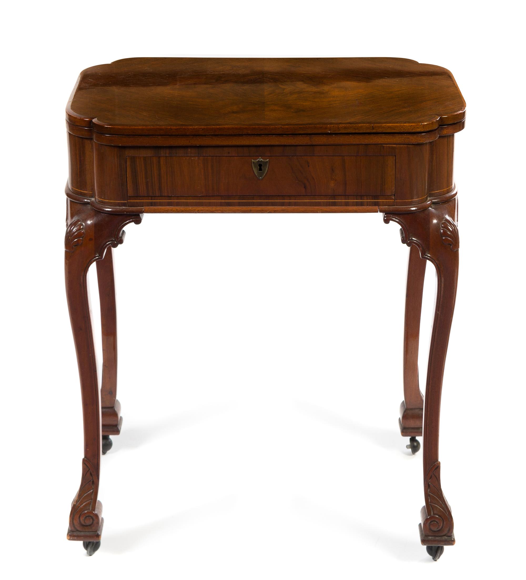 A Queen Anne Style Walnut Game Table Height 30 1/4 x width 24 1/2 x depth 16 1/2 inches. — FIRST HALF 20TH CENTURY