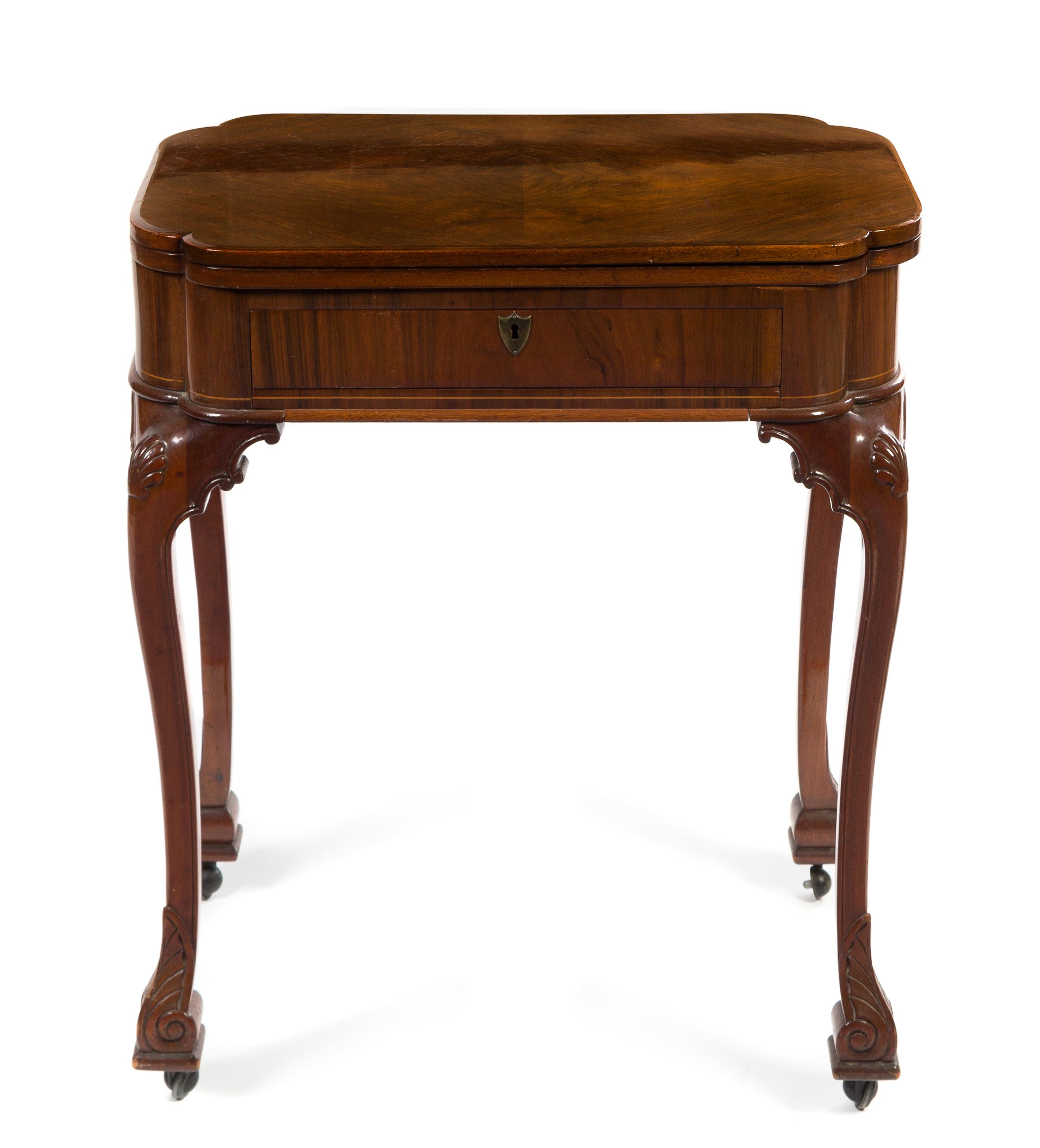 A Queen Anne Style Walnut Game Table Height 30 1/4 x width 24 1/2 x depth 16 1/2 inches. — FIRST HALF 20TH CENTURY