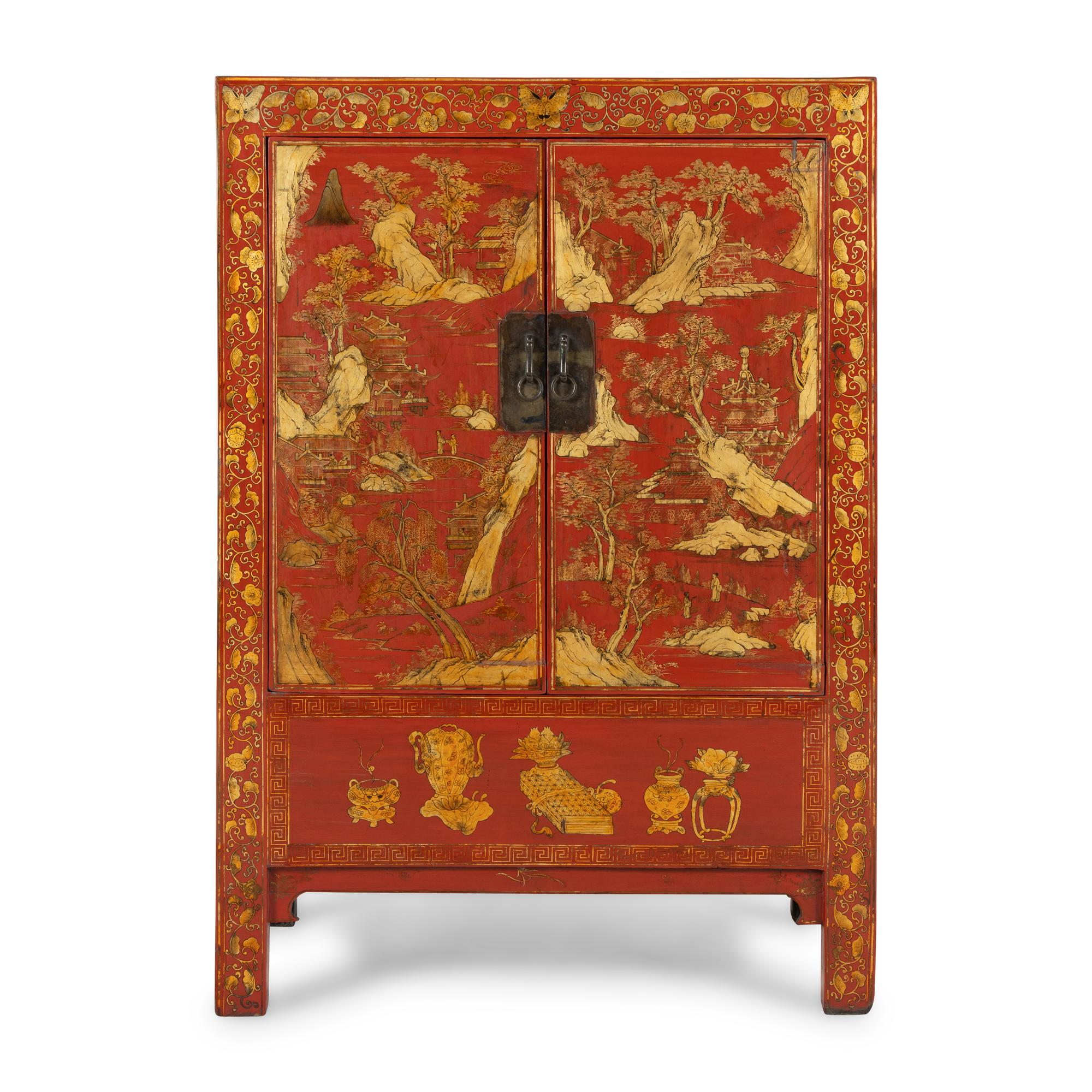 A Chinese Red Lacquer Cabinet