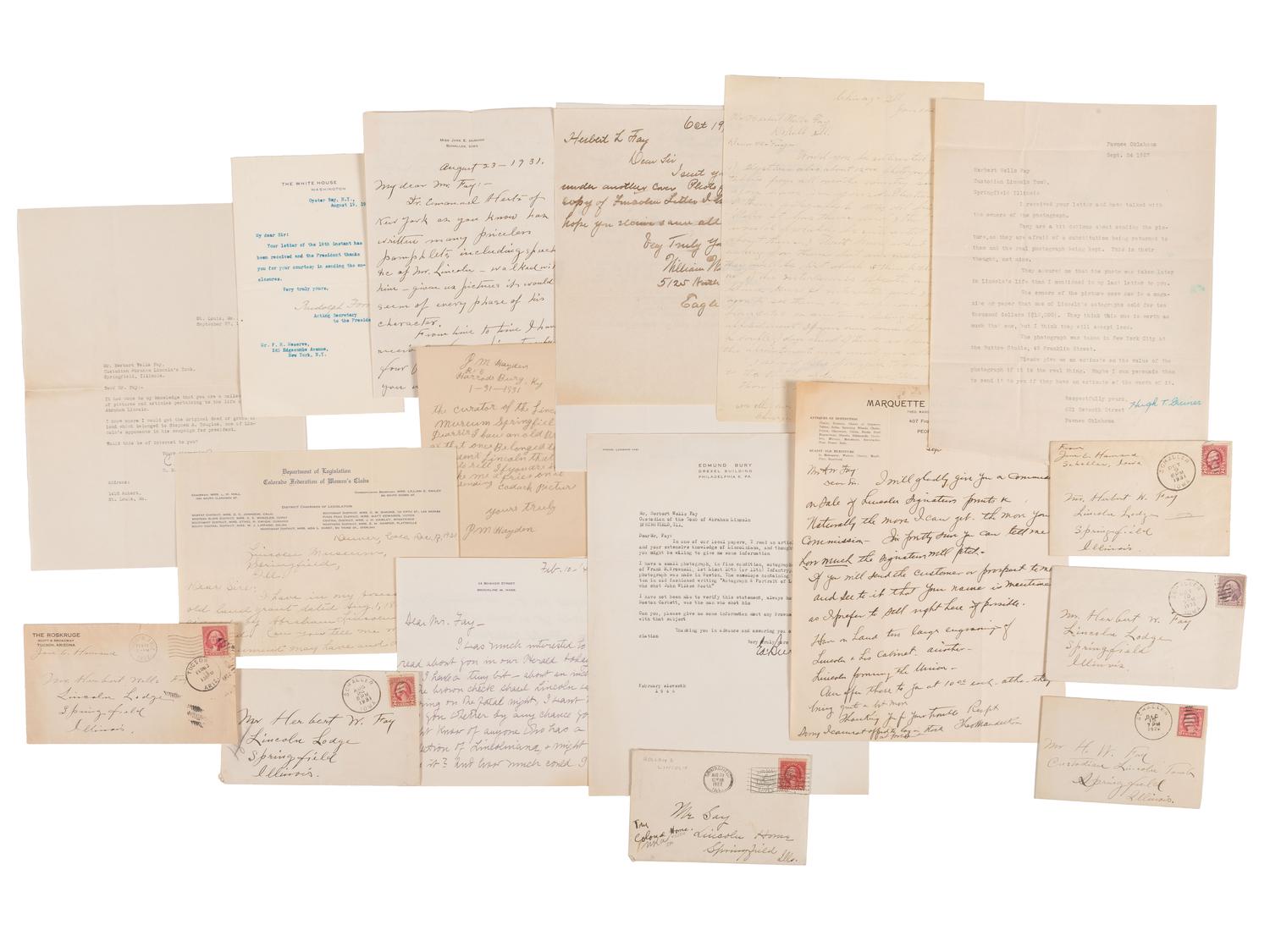 [LINCOLNIANA]. Archive of books, photographs, and ephemera collected by Herbert Wells Fay, custodian of the Lincoln Tomb in Springfield, IL.