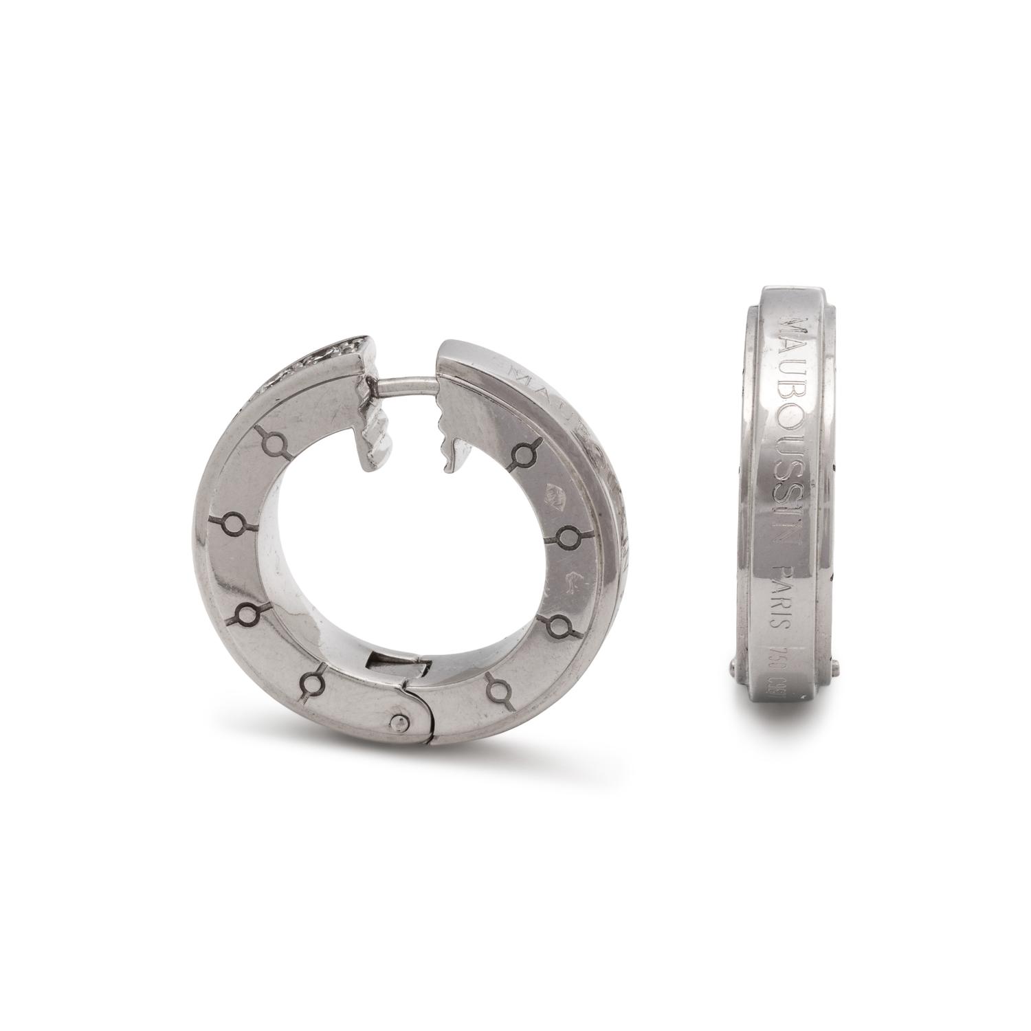 MAUBOUSSIN, DIAMOND HOOP EARRINGS