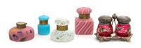 A Collection of Victorian Glass Inkwells, Height of tallest 3 1/8 inches.