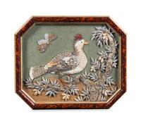 A Victorian Shellwork Picture in a Faux Tortoiseshell Frame
