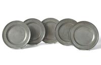 Five English pewter plates george beeton, london, mid 18th century