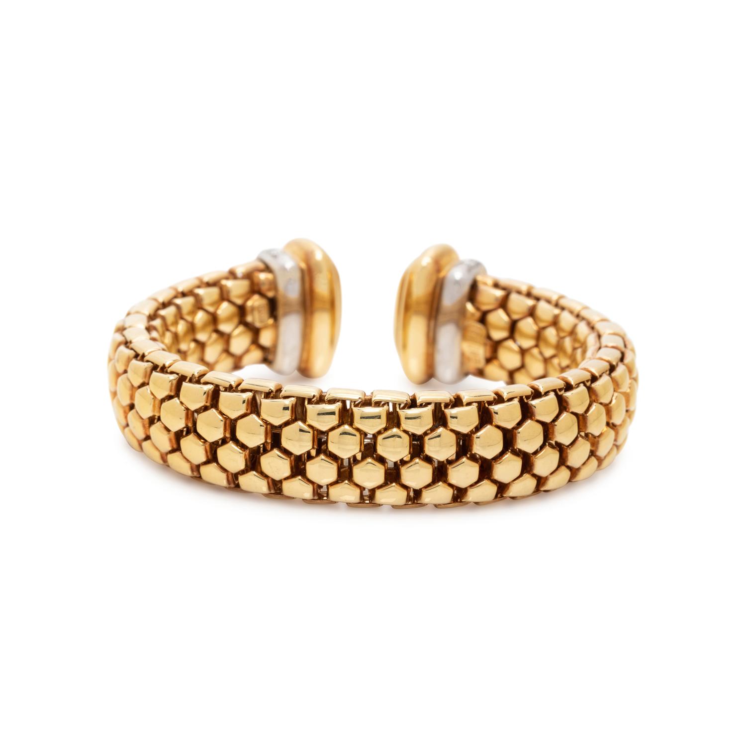 FOPE, BICOLOR GOLD AND DIAMOND CUFF BRACELET