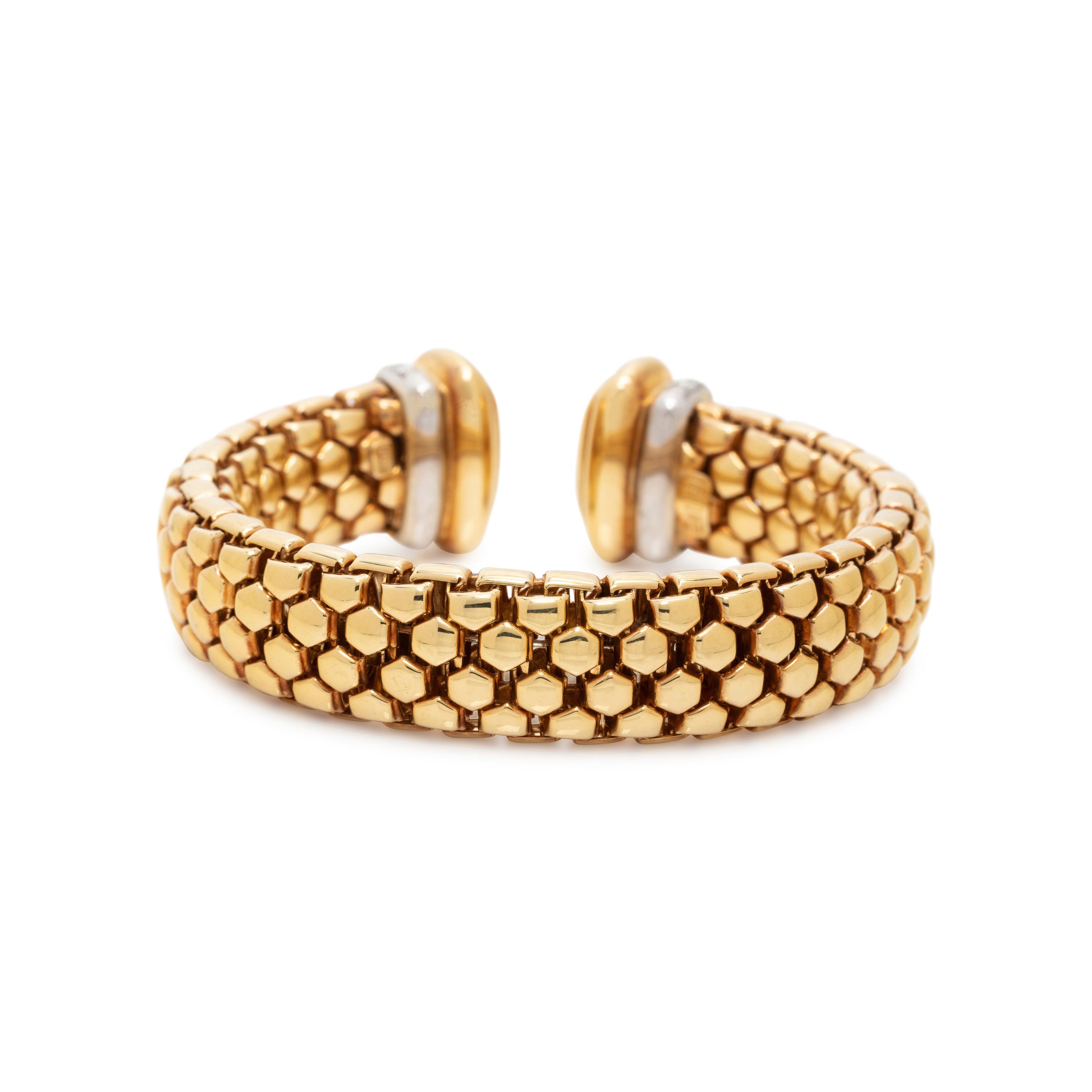 FOPE, BICOLOR GOLD AND DIAMOND CUFF BRACELET